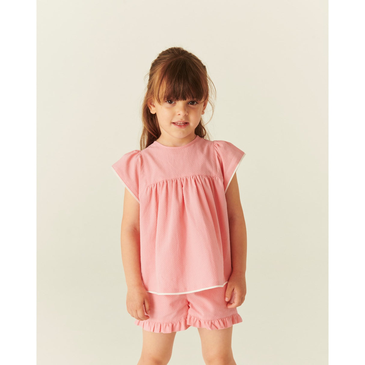 COPENHAGEN COLORS Pink Comb. Blouse W. Contrast Piping