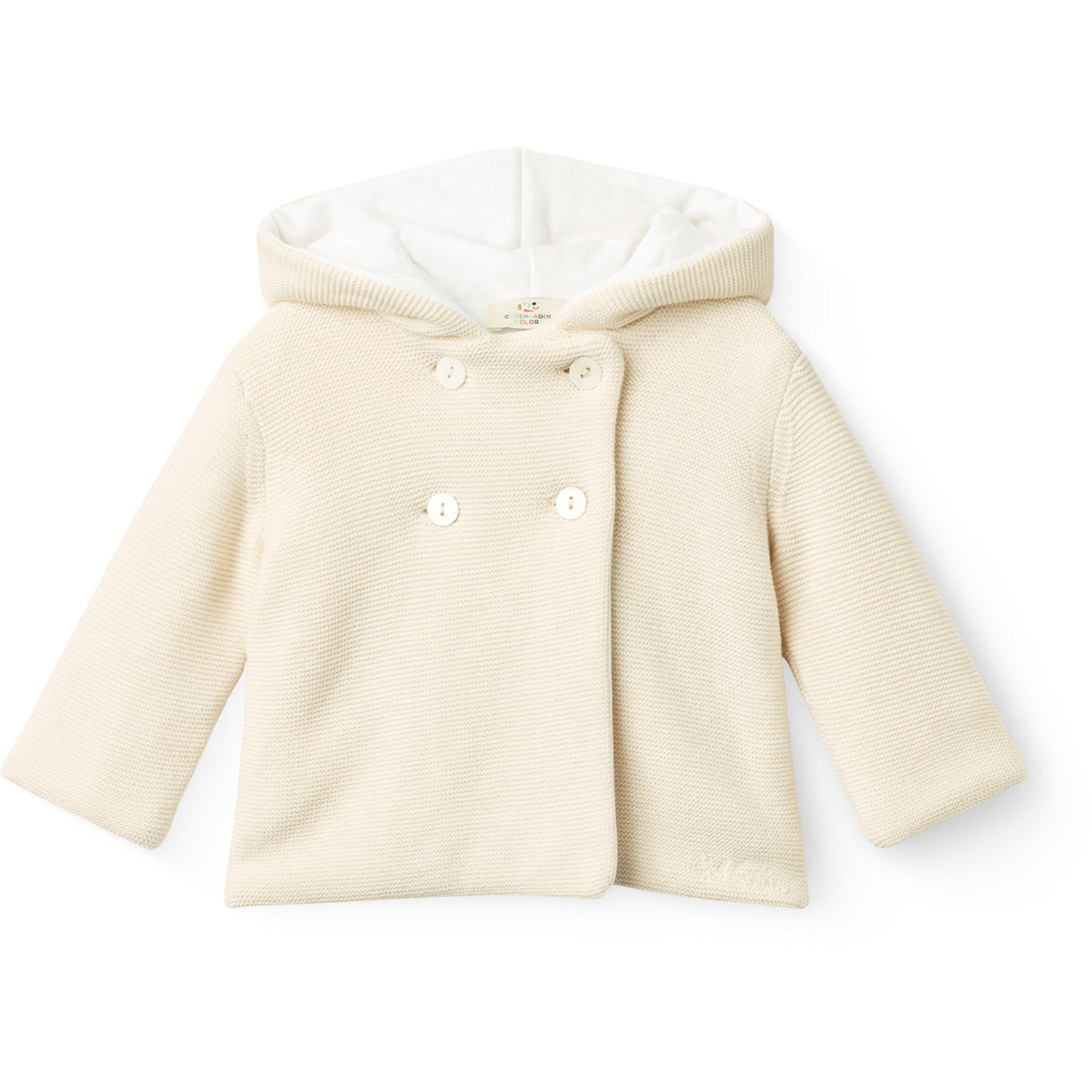 COPENHAGEN COLORS Cream W Beige Cotton Baby Jacket W. Hood