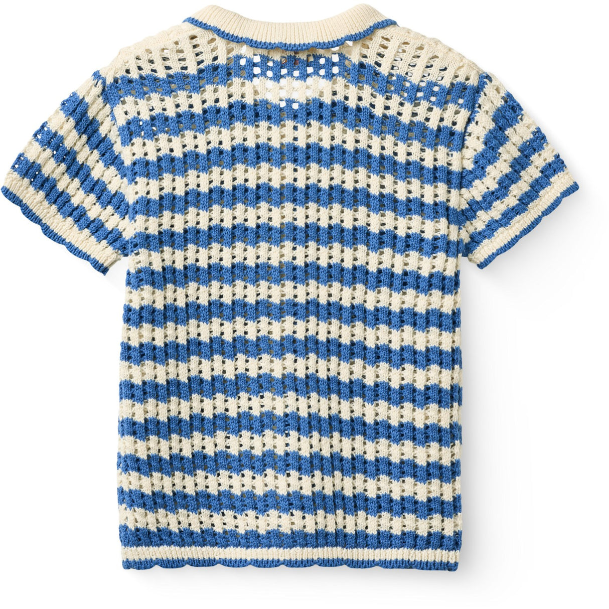 COPENHAGEN COLORS Ocean Blue/Cream Comb Crochet Ss Cardigan