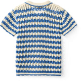 COPENHAGEN COLORS Ocean Blue/Cream Comb Crochet Ss Cardigan