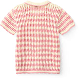 COPENHAGEN COLORS Pink/Cream Comb. Crochet Ss Cardigan