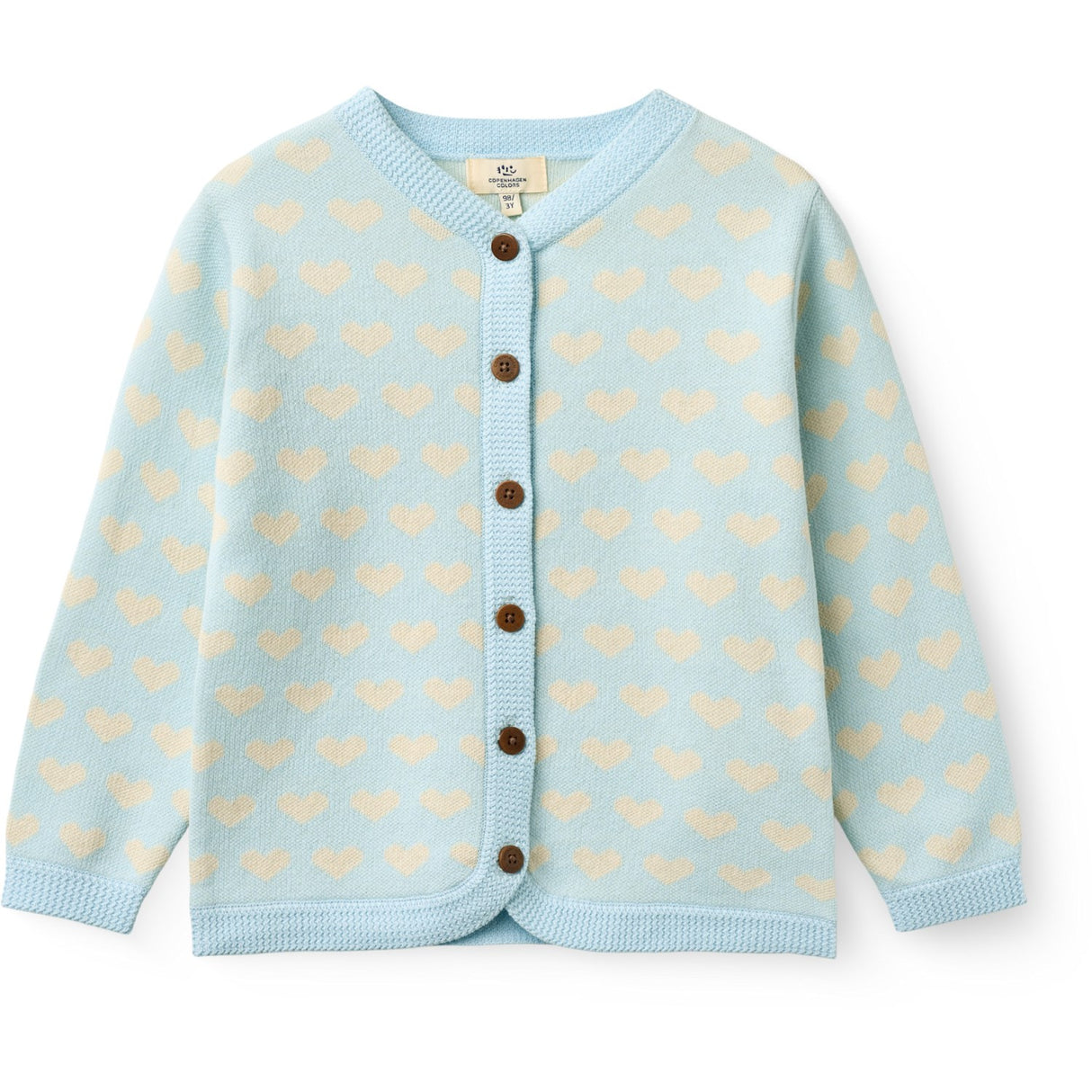 COPENHAGEN COLORS Ice Blue Comb Heart Cardigan W. Crochet Edge