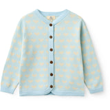 COPENHAGEN COLORS Ice Blue Comb Heart Cardigan W. Crochet Edge