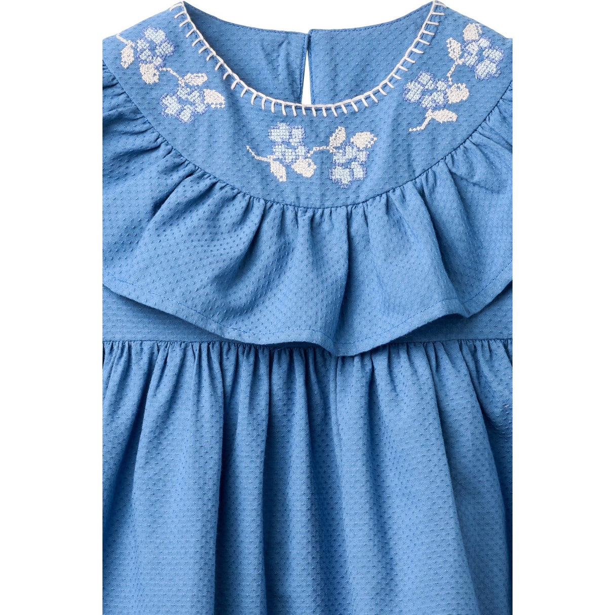 COPENHAGEN COLORS Ocean Blue Comb. Frill Dress W. Deco Edge
