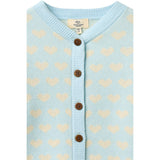 COPENHAGEN COLORS Ice Blue Comb Heart Cardigan W. Crochet Edge