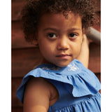 COPENHAGEN COLORS Ocean Blue Comb. Frill Dress W. Deco Edge