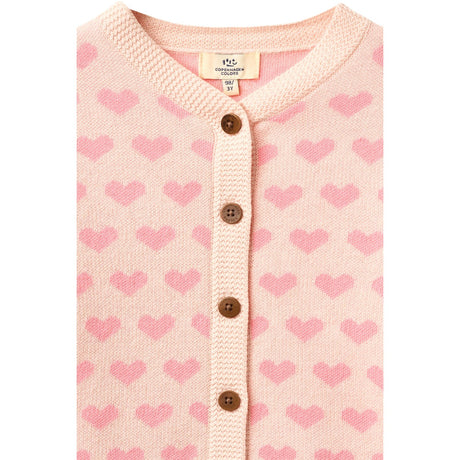 COPENHAGEN COLORS Pink Comb Heart Cardigan W. Crochet Edge