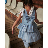 COPENHAGEN COLORS Blue Houndstooth Mini Houndstooth Dress W. Bow