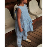 COPENHAGEN COLORS Blue Houndstooth Mini Houndstooth Dress W. Bow
