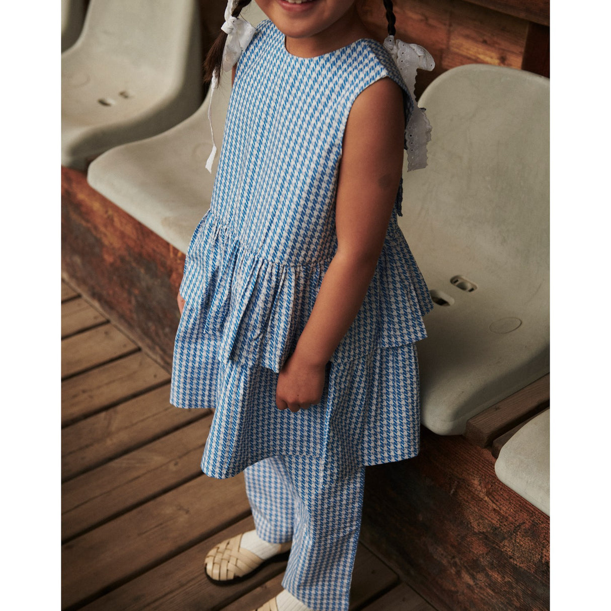 COPENHAGEN COLORS Blue Houndstooth Mini Houndstooth Pants