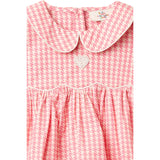 COPENHAGEN COLORS Pink Houndstooth Mini Houndstooth Ss Blouse W. Collar