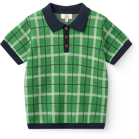 COPENHAGEN COLORS Green Comb. Knitted Checkered Polo