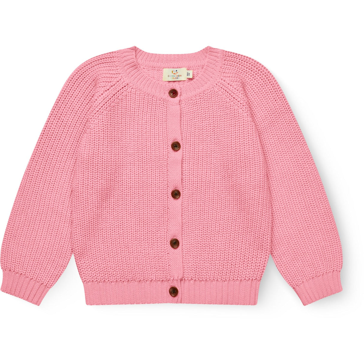 COPENHAGEN COLORS Pink Knitted Classic Rib Cardigan