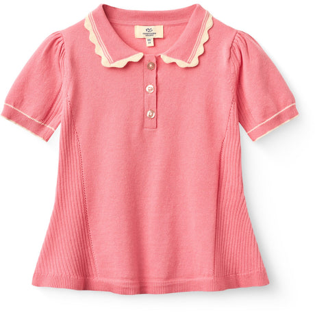 COPENHAGEN COLORS Pink Comb. Knitted Peplum Blouse