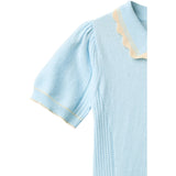 COPENHAGEN COLORS Ice Blue Comb Knitted Peplum Dress