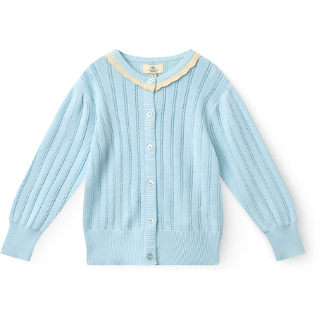 COPENHAGEN COLORS Ice Blue/Cream Comb. Knitted Pointelle Cardigan
