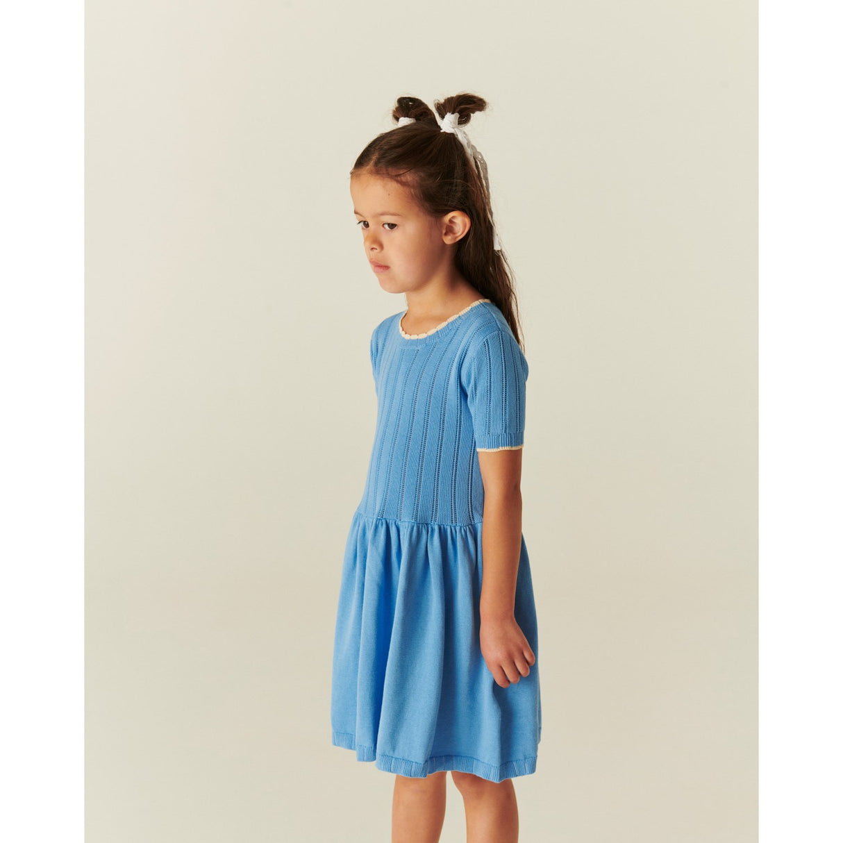 COPENHAGEN COLORS Sky Blue Comb Knitted Pointelle Dress