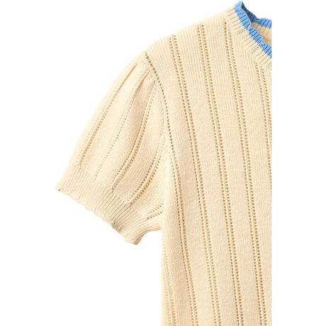 COPENHAGEN COLORS Cream Knitted Pointelle Ss Blouse