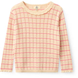 COPENHAGEN COLORS Pink Comb. Knitted Stripe Pointelle Ls Blouse
