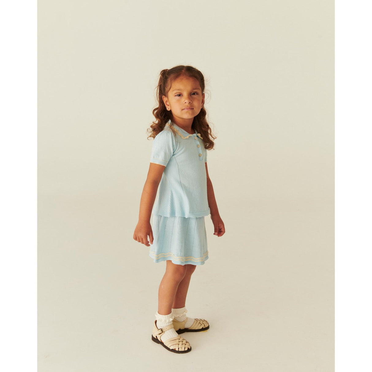 COPENHAGEN COLORS Ice Blue/Cream Comb. Knitted Tennis Skirt