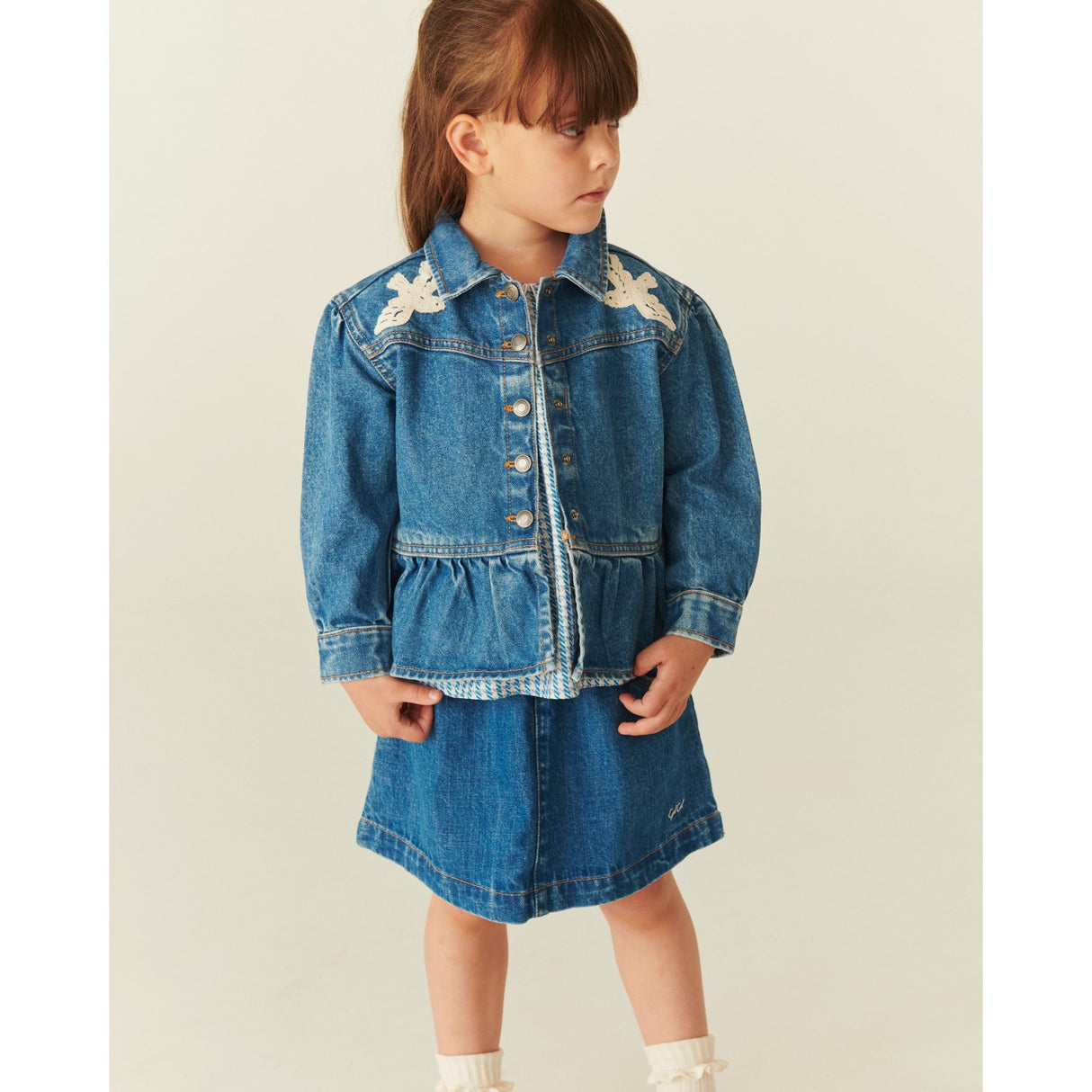 COPENHAGEN COLORS Indigo Blue Washed Organic Pocket Skirt