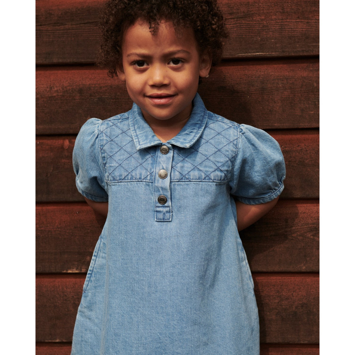COPENHAGEN COLORS Lt. Washed Blue Quilt Organic Quilted Denim Dress