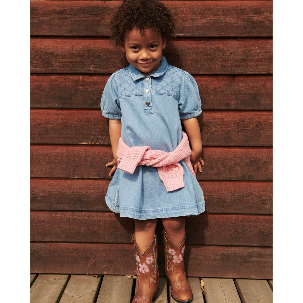 COPENHAGEN COLORS Lt. Washed Blue Quilt Organic Quilted Denim Dress