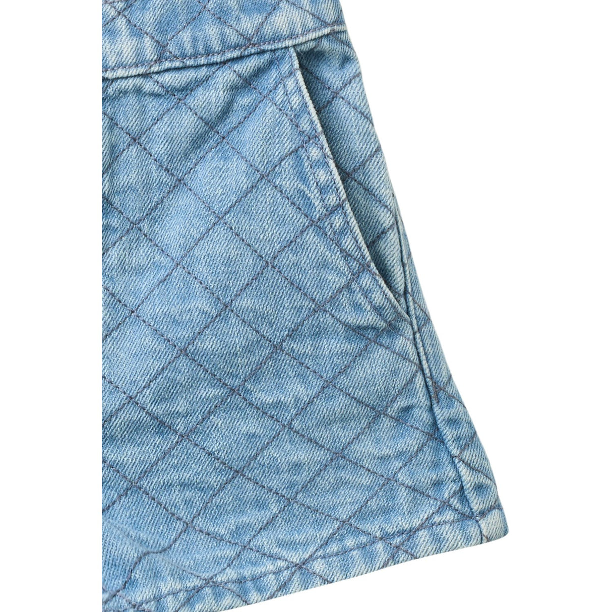 COPENHAGEN COLORS Lt. Washed Blue Quilt Organic Quilted Denim Shorts