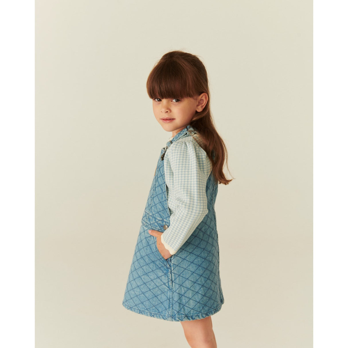 COPENHAGEN COLORS Lt. Washed Blue Quilt Organic Quilted Denim Spencer Dress