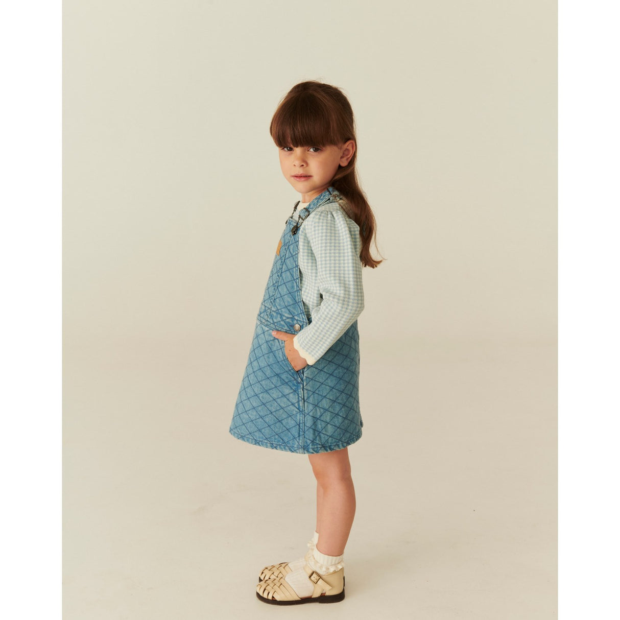 COPENHAGEN COLORS Lt. Washed Blue Quilt Organic Quilted Denim Spencer Dress