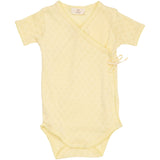 COPENHAGEN COLORS Pale Yellow Pointelle Heart Crossover Body Ss