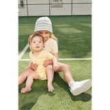 COPENHAGEN COLORS Pale Yellow Pointelle Heart Crossover Body Ss