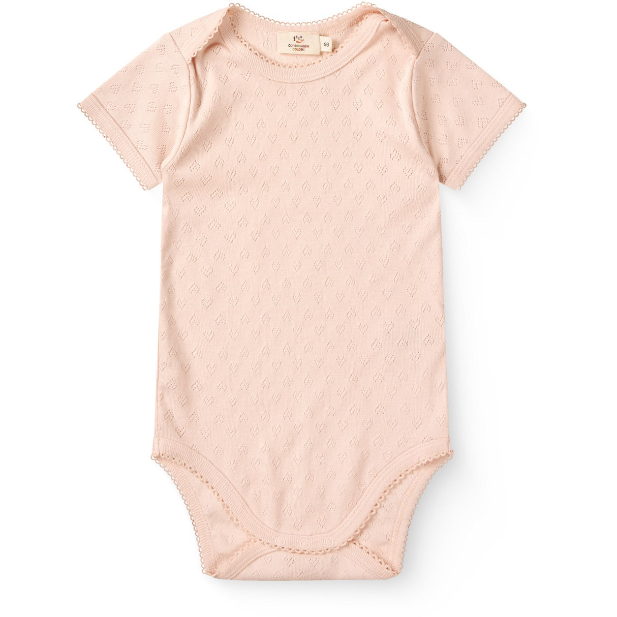 COPENHAGEN COLORS Dusty Rose Pointelle Heart Lapneck Body Ss