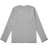 COPENHAGEN COLORS Grey Mel. Pointelle Heart Ls Tee
