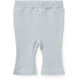 COPENHAGEN COLORS Dusty Blue Stripe Stripe Modal Rib Flare Pant W. Picot & Bow