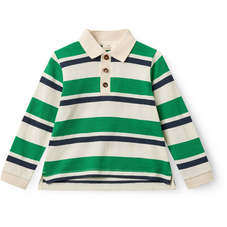 COPENHAGEN COLORS Sharp Green Comb. Striped Pique Polo W. Ls