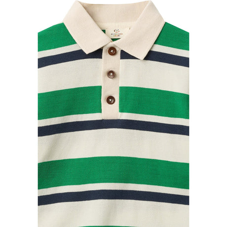 COPENHAGEN COLORS Sharp Green Comb. Striped Pique Polo W. Ls