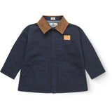 COPENHAGEN COLORS Navy Comb Twill Jacket W. Corduroy Collar