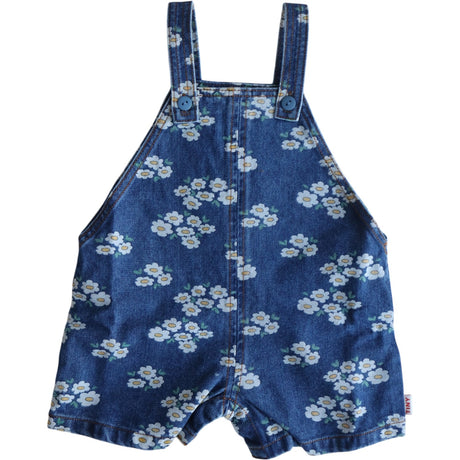 TinyCottons Medium Wash Denim Blossoms Denim Short Dungaree