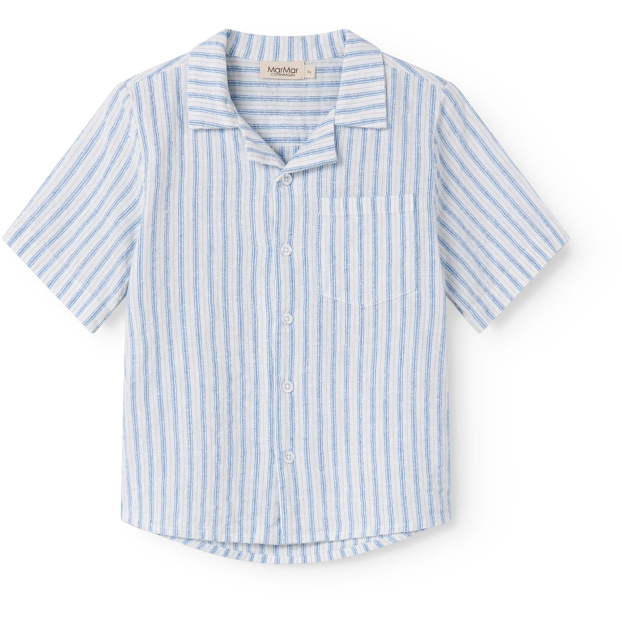 MarMar Cotton Linen Surf Blue Stripe Tage Shirt
