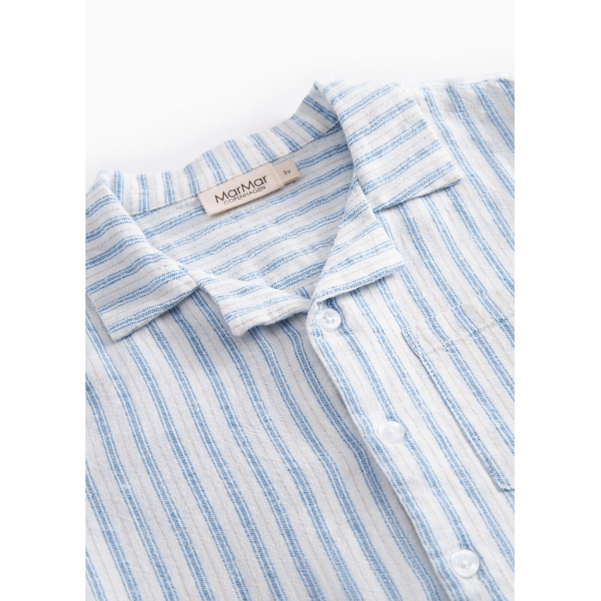 MarMar Cotton Linen Surf Blue Stripe Tage Shirt