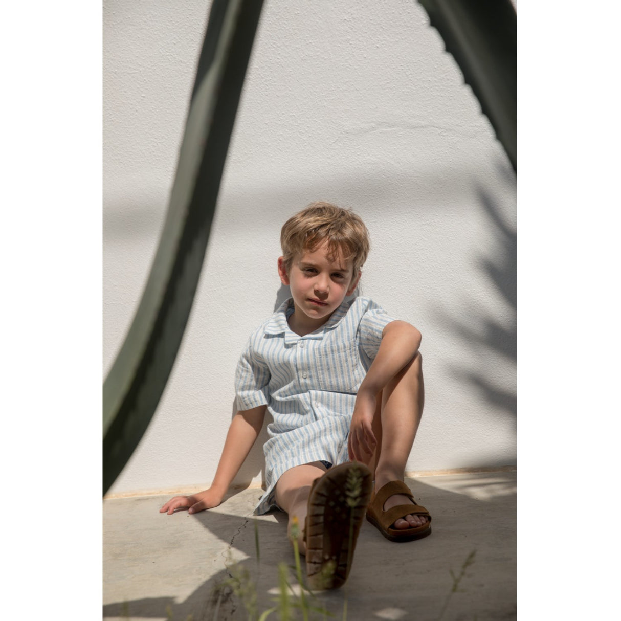 MarMar Cotton Linen Surf Blue Stripe Pinon Shorts