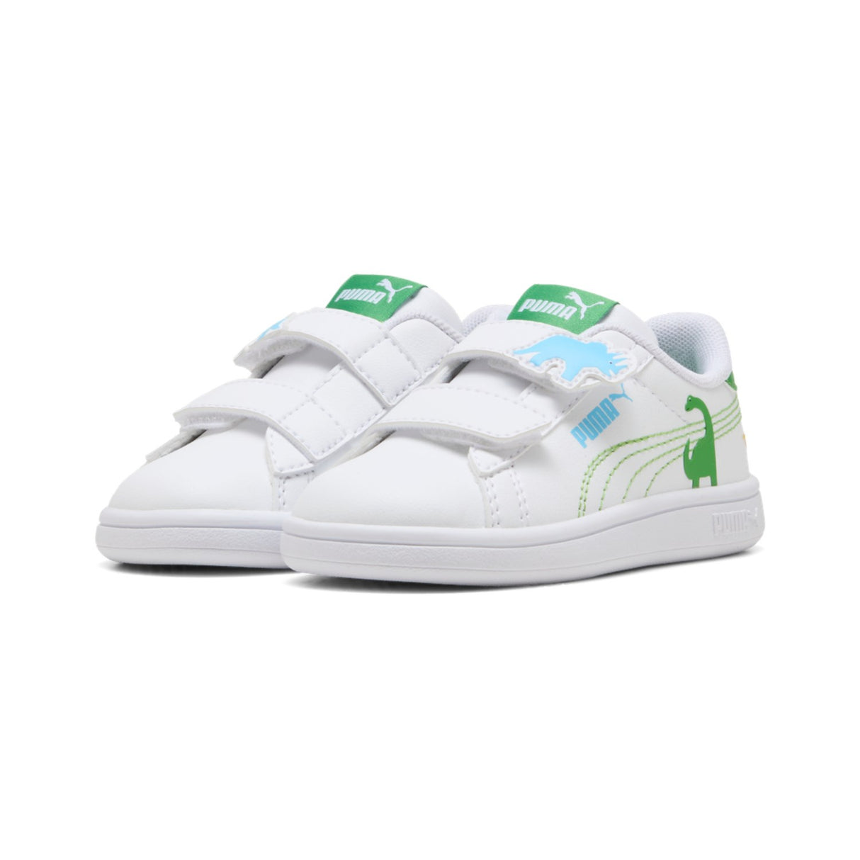 Puma White-Green Fruit-Vibrant Blue Puma Smash 3.0 Dino V Inf