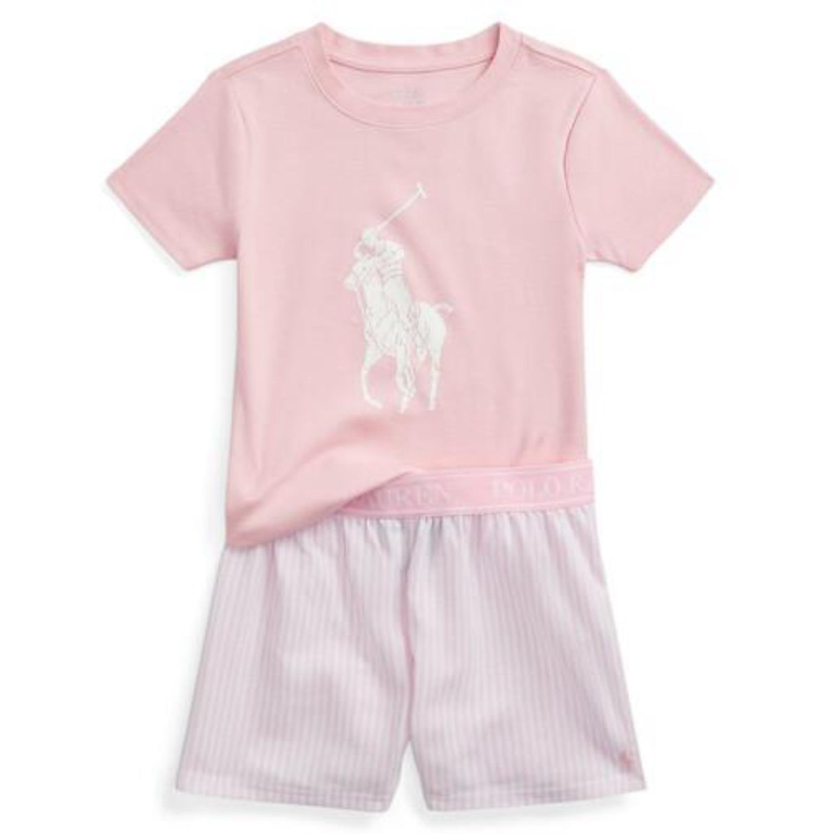 Polo Ralph Lauren White / Carmel Pink Ss Tee & Shorts Set