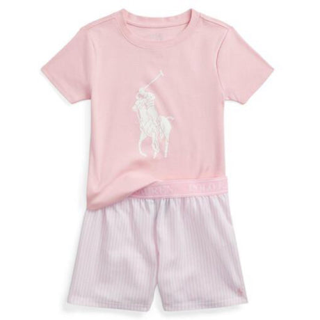 Polo Ralph Lauren White / Carmel Pink Ss Tee & Shorts Set
