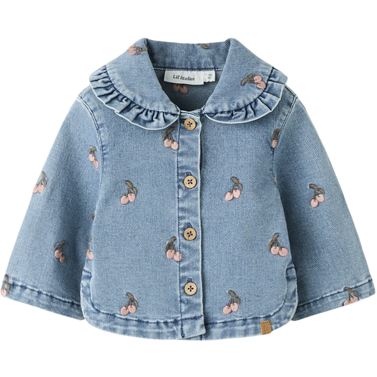 Lil'Atelier Medium Blue Denim Cherry Nbfdeva Loose Dnm Emb Jacket 2024-Es Lil
