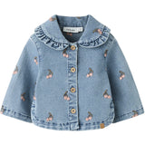 Lil'Atelier Medium Blue Denim Cherry Nbfdeva Loose Dnm Emb Jacket 2024-Es Lil