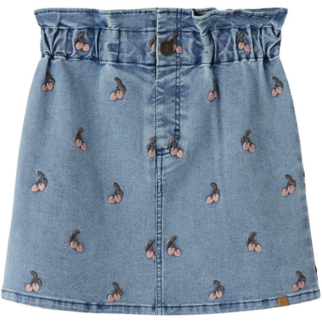 Lil'Atelier Medium Blue Denim Cherry Nmfdeva Loose Dnm Emb Skirt 2024-Es Lil