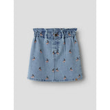 Lil'Atelier Medium Blue Denim Cherry Nmfdeva Loose Dnm Emb Skirt 2024-Es Lil