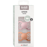 Bibs Pink Plum/Peach Pacifier Supreme 2-Pack Silicone